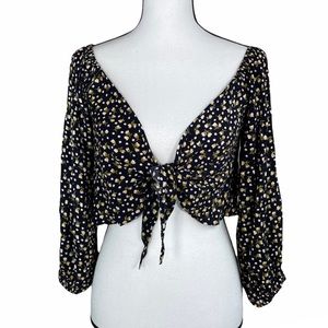 Holee Floral Tie Front Crop Top
